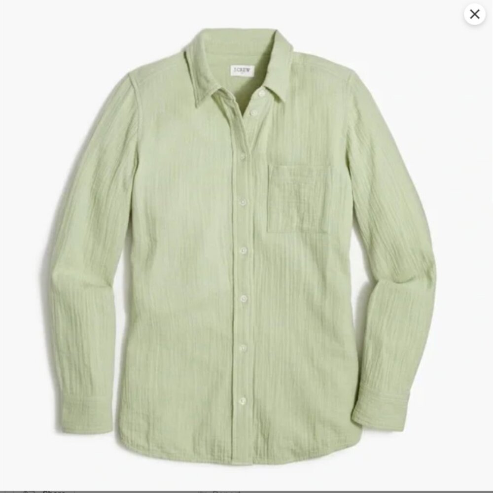 J.Crew Factory gauze button-up shirt in feathered sage XSmall